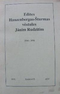 Edītes Hauzenbergas Šturmas vēstules Jānim Rudzītim