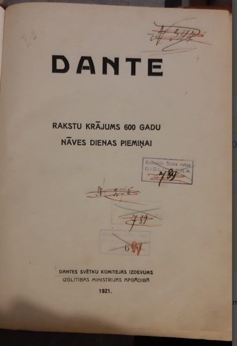 	Dante Rakstu krājums 600 gadu nāves dienas piemiņai