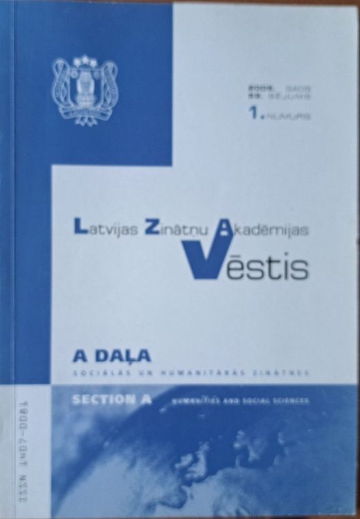 Latvijas Zinātņu Akadēmijas Vēstis Nr. 1 2005