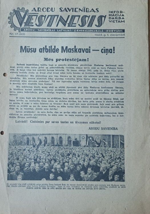 Arodu savienības vēstnesis 1/12/1943
