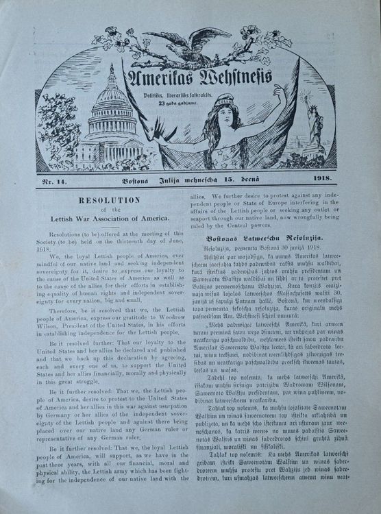 Amerikas vēstnesis Nr. 14 1918