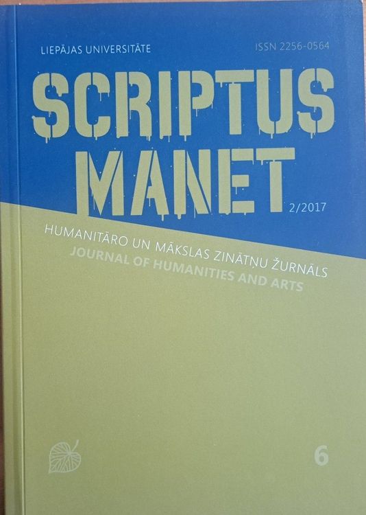 Scriptus Manet : humanitāro un mākslas zinātņu žurnāls Nr. 6