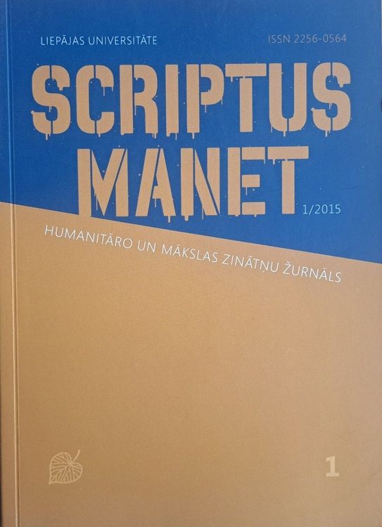 Scriptus Manet : humanitāro un mākslas zinātņu žurnāls Nr. 1