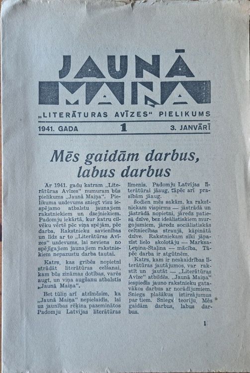 Jauna maiņa 3/1/1941