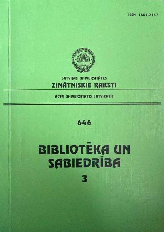 Bibliotēka un sabiedrība 3. Zinātniskie raksti