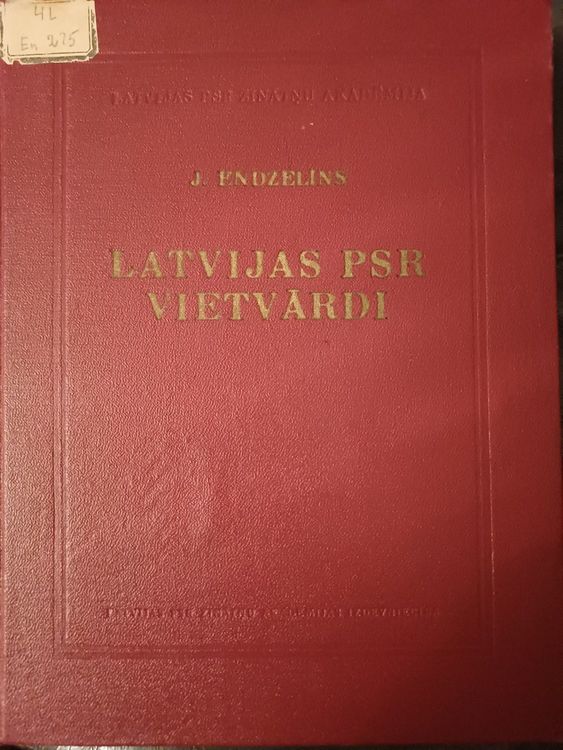 Latvijas PSR vietvārdi I DAĻA ,1.sējums