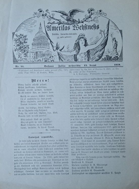 Amerikas vēstnesis Nr. 14 1919