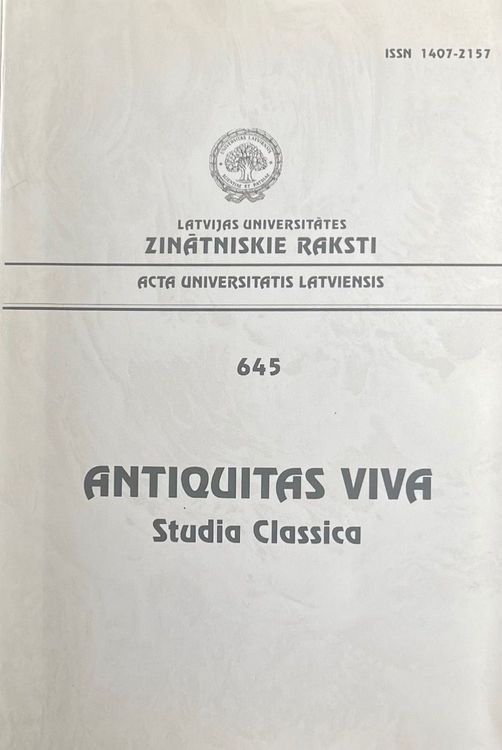 Antiquitas Viva. Studia Classica. LU ZR 645. sējums O.Lāms