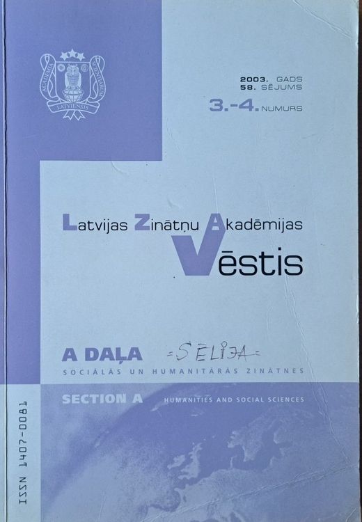 Latvijas Zinātņu Akadēmijas Vēstis Nr. 3.-4. 2003
