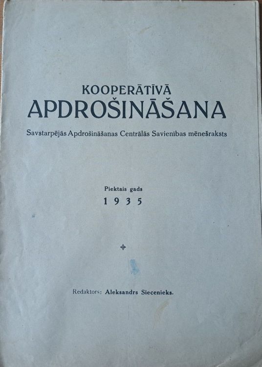 Kooperātīvā apdrošināšana 12/1935