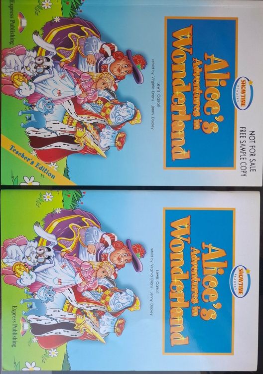 Divas Alise's Adventures in Wonderland grāmatas – pamatgrámata un skolotāja grāmata 