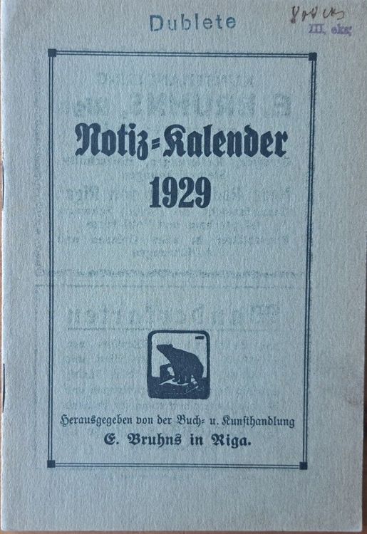 Notiz Kalender 1929