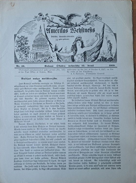 Amerikas vēstnesis Nr. 20 1919