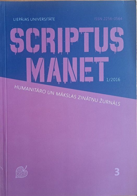 Scriptus Manet : humanitāro un mākslas zinātņu žurnāls Nr. 3