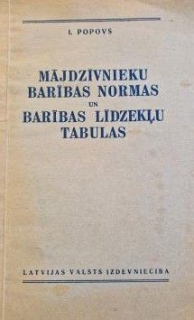 Mājdzīvnieku barību normas un barības līdzekļu tabulas
