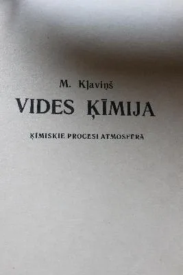 Vides ķīmija. Ķīmiskie procesi atmosfērā