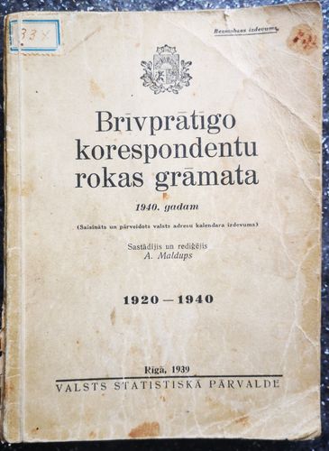Brīvprātīgo korespondentu rokas grāmata 1940. gadam