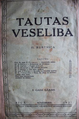 Tautas Veselība. 1927g. 11 burtnīca