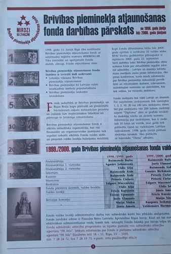Brīvības pieminekļa atjaunošanas fonda darbības pārskats