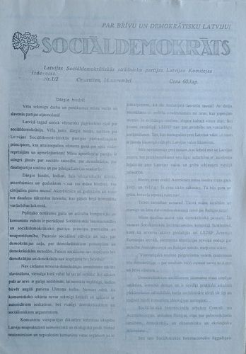 Sociāldemokrāts Nr. 1/2 16/11/1989