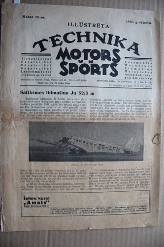 Ilustrētā Technika. Motors un Sports.  1935g. oktobris.
