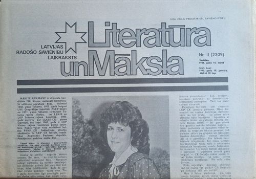Literatūra un Māksla Nr. 11 18/03/1989