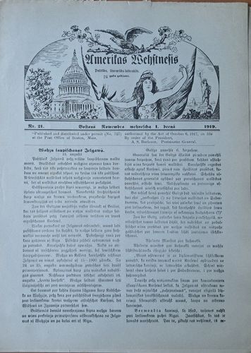 Amerikas vēstnesis Nr. 21 1919
