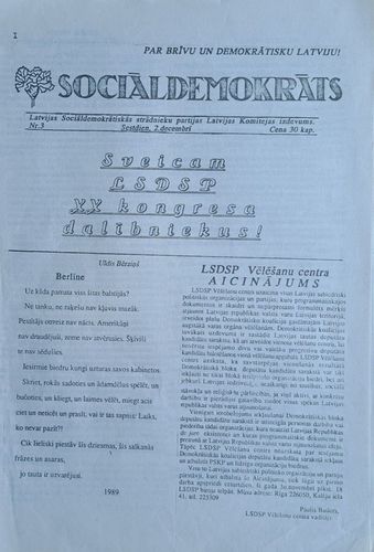 Sociāldemokrāts Nr. 3 2/12/1989