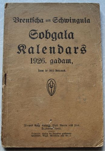 Brenča un Žvinguļa Zobgaļa kalendars 1926. gadam