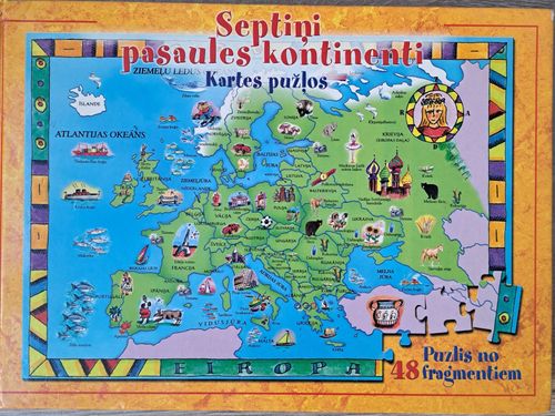 Septiņi pasaules kontinenti. Kartes pužļos