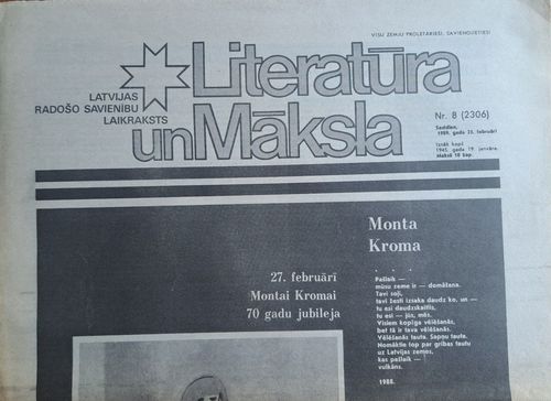 Literatūra un Māksla Nr. 8 25/02/1989