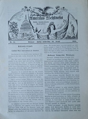 Amerikas vēstnesis Nr. 14 1918
