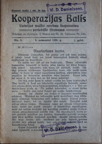 Kooperācijas Balss. 1920 g. Nr. 3