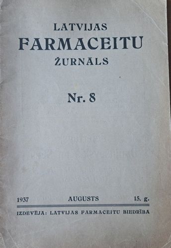 Latvijas Farmaceitu Žurnāls Nr. 8 1937
