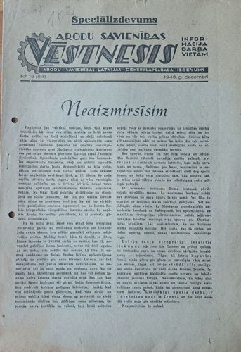 Arodu savienības vēstnesis Speciālizdevums 12/1943