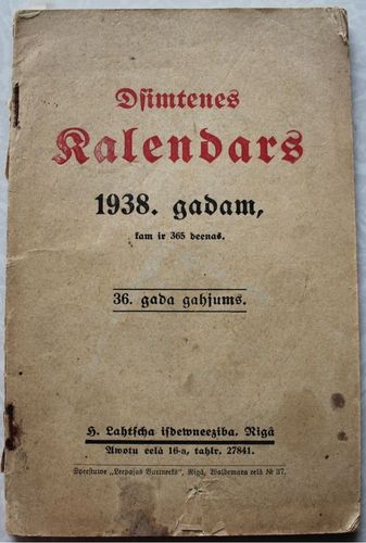 Dzimtenes kalendars 1938. gadam