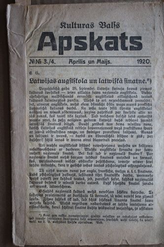 Kulturas Balss Apskats. 1920g. Nr.3/4.