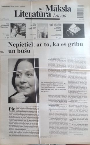 Literatūra un māksla Latvijā 2001 gads Nr. 1-52