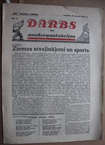 Darbs un Arodorganizācijas.  1937g. Nr.43