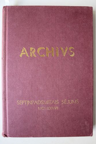 Archivs  Septiņpadsmitais  sējums.