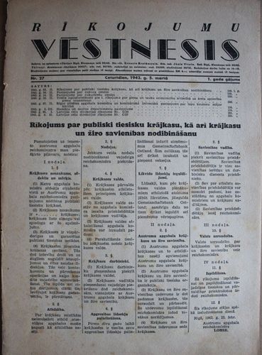 Rīkojumu Vēstnesis.1942 g.Nr. 27