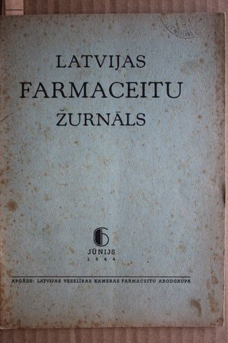 Latvijas  Farmaceitu Žurnāls. 1944g. Nr.6