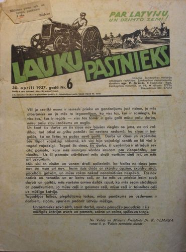 Lauku Pastnieks 1937 g. Nr. 6