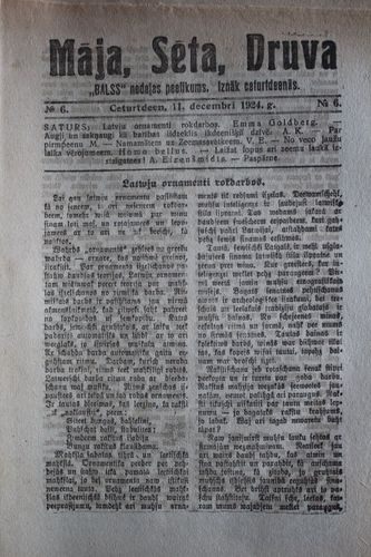 Māja,Sēta,Druva.  1924 g. Nr.6