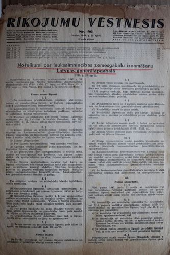 Rīkojumu Vēstnesis.1944 g. Nr. 96