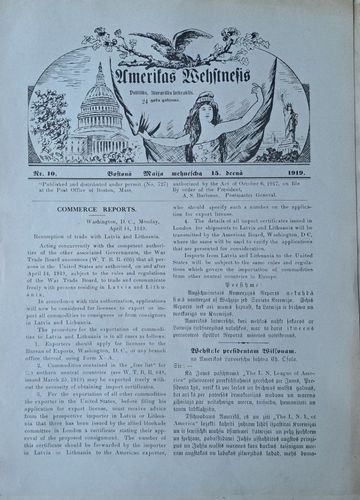 Amerikas vēstnesis Nr. 10 1919