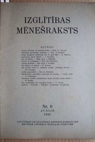 Izglītības Mēnešraksts. 1942 g. Nr.6