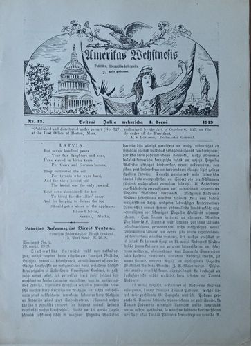 Amerikas vēstnesis Nr. 13 1919
