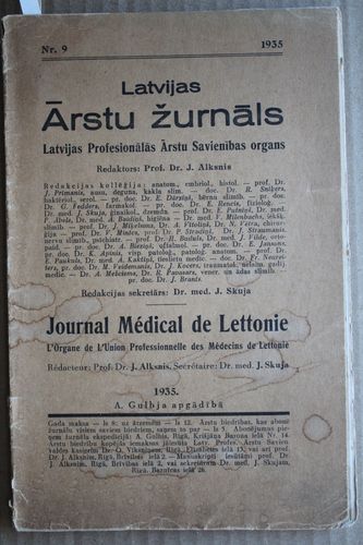 Latvijas Ārstu Žurnāls.1935 g. Nr. 9