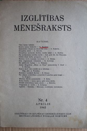 Izglītības Mēnešraksts. 1942 g. Nr.4